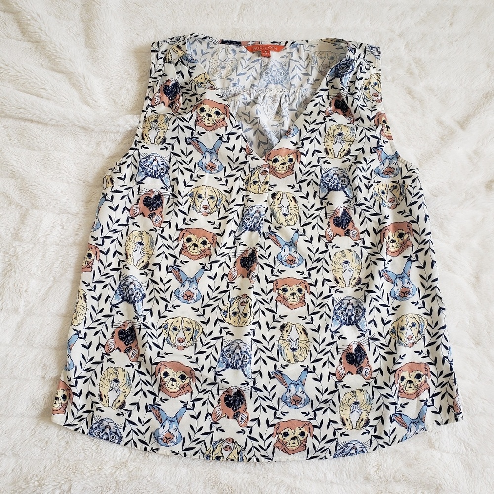 S Modcloth Animal Print Sleeveless Blouse